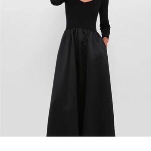 Black Dupioni Clea Long Sleeved Dress
